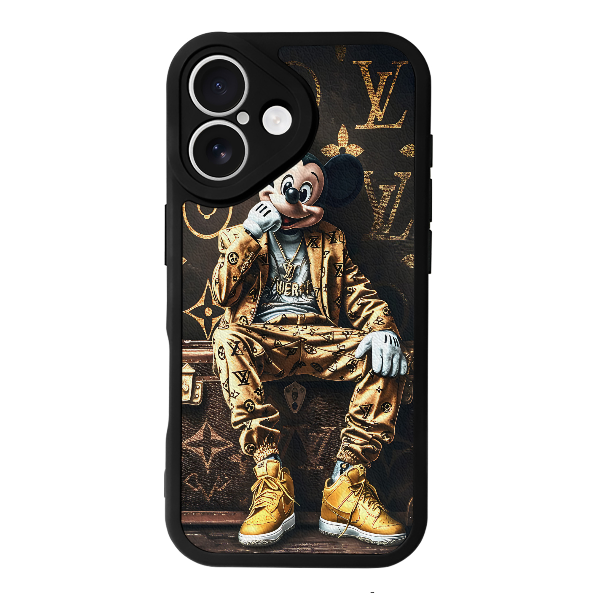 （画像用） ミッキーマウス Mickey Mouse 【iPhone 16シリーズ対応】シリコンスマホケース（レザー調） 材質：シリコン